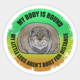 Round Pallas Cat Green Yellow Sticker